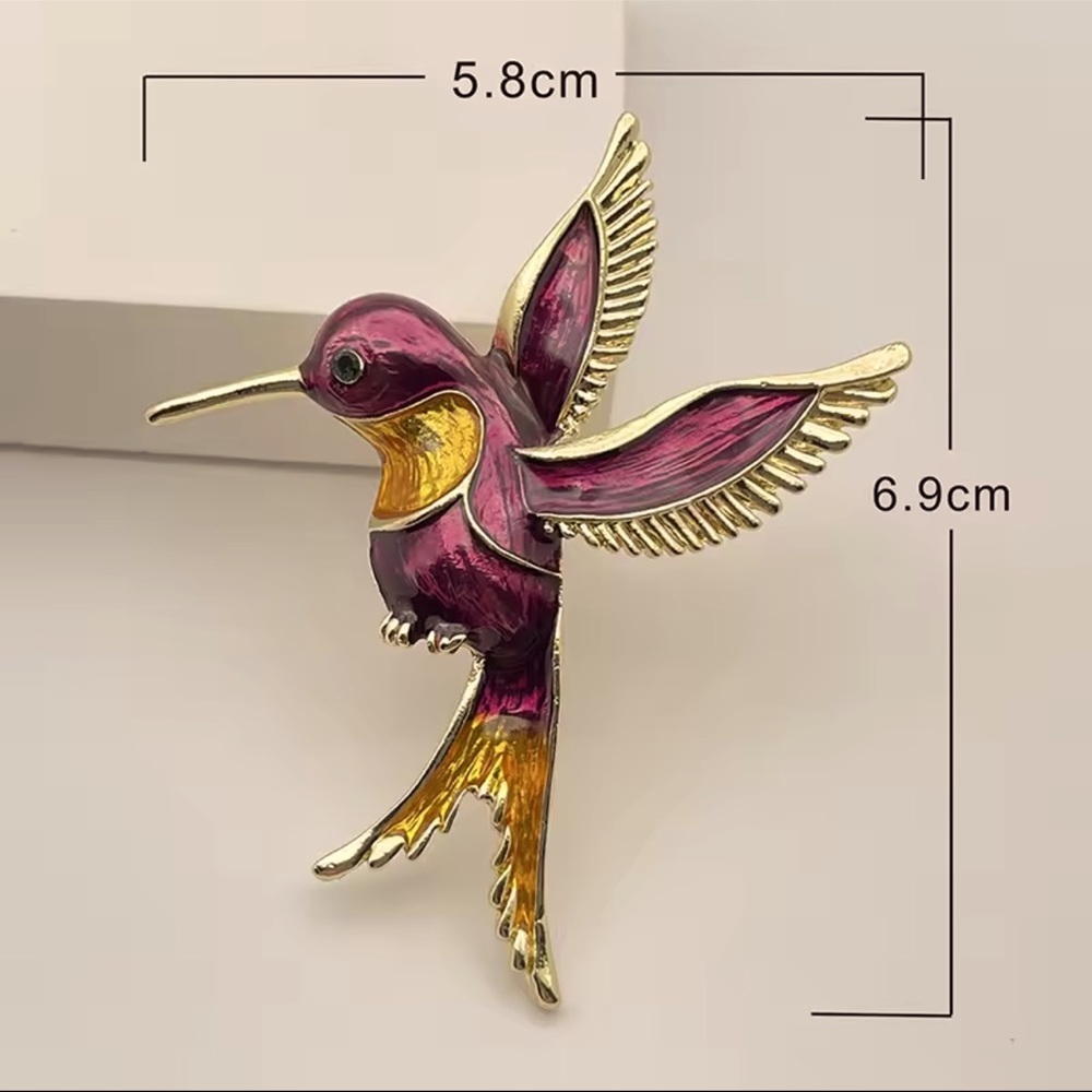 Brooch Purple Hummingbird Brooch | Enamel Bird Pin Jewelry